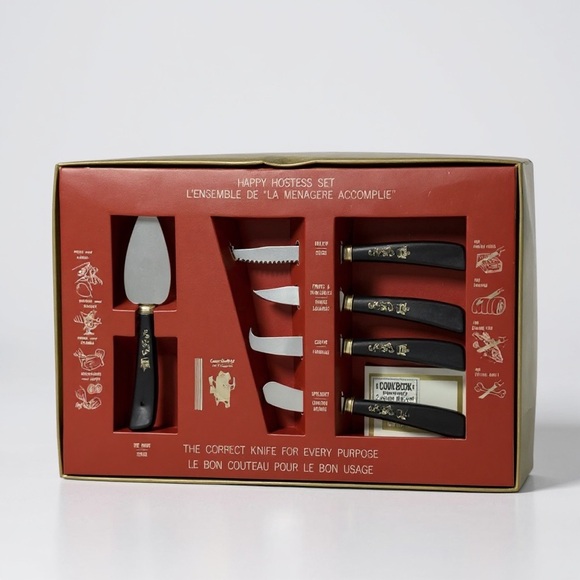 NIB Vintage 50’s / 60’s Woodlyn Crown Sheffield Happy Hostess Knife Set - Picture 1 of 14